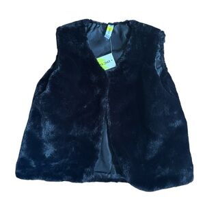Epic Threads Black Faux Fur Vest Girls Size XS 5-6 NWT